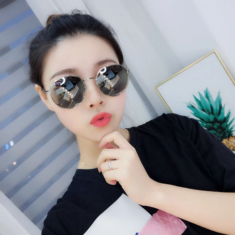 新款圆形太阳镜女网红墨镜2023潮街防紫外线时尚韩版圆脸显瘦复古