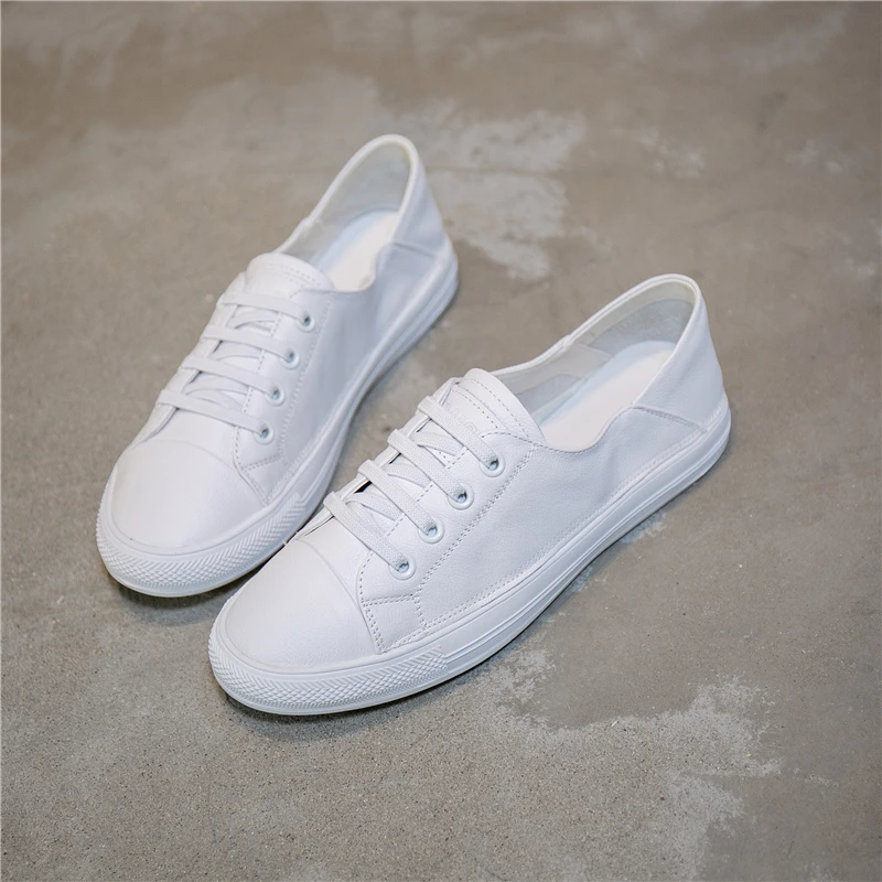 绢悦头层牛皮真皮平底夏季小白鞋女薄款浅口透气1060软底百搭