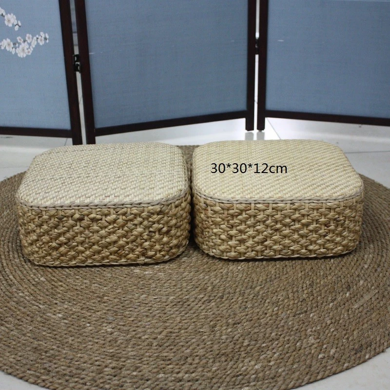 shuji by hand/舒记手工藤片 水草 圆墩 方墩 坐墩 手工编织草编