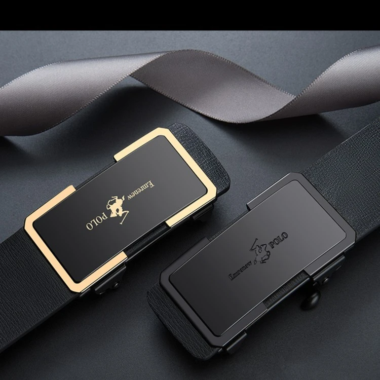 男士皮带无牙自动扣电镀工艺百搭耐磨腰带真皮简约高档光面潮流