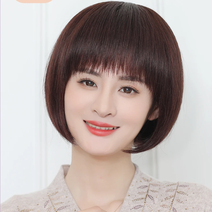 假发女轻薄短发全真发波波头修饰脸型内扣圆脸假发套逼真直发假发