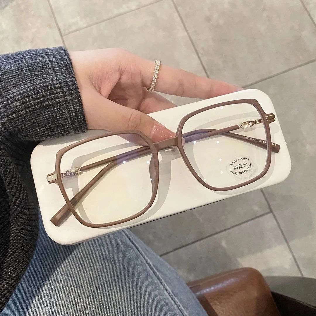 磨砂咖潮流近视女网红款素颜显瘦大框眼睛架护目防蓝光防辐射男潮