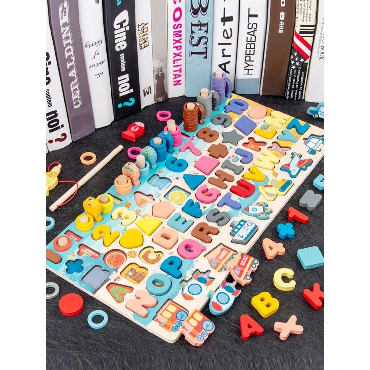 幼儿童数字拼图积木早教益智力3动脑开发1一2岁男孩女孩4宝宝玩具