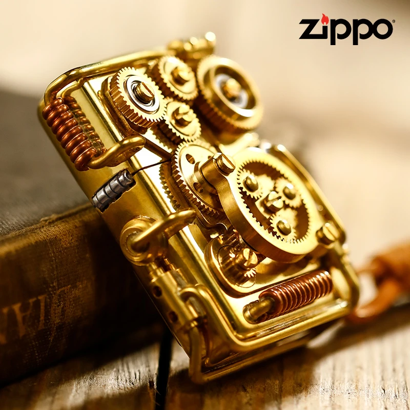 ZIPPO打火机蒸汽朋克齿轮联动重甲机高档男士防风送礼DYJ1X1