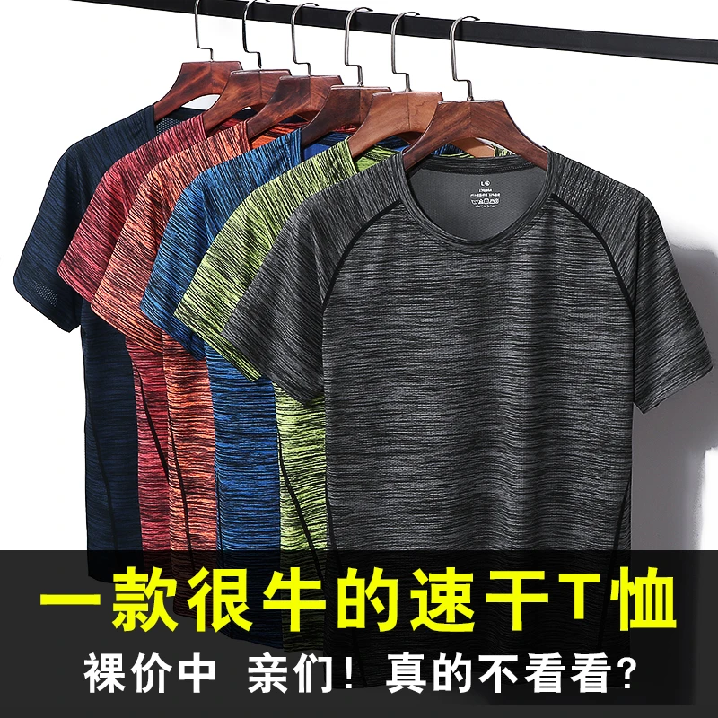 短袖男士夏季新款跑步健身速干冰丝T恤圆领透气吸汗女款运动上衣