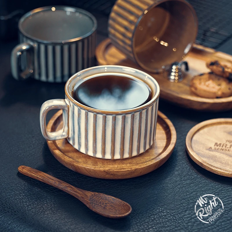 Mr.right/荷适先森复古欧式釉变陶瓷咖啡杯咖啡拉花杯碟套装220ML