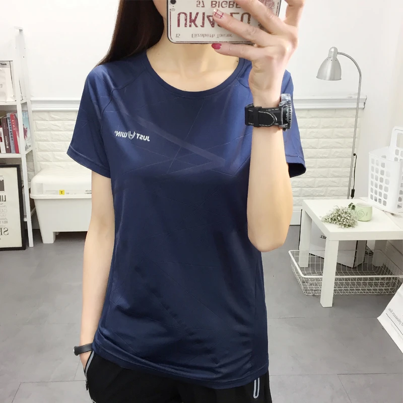 大码夏季女士速干衣圆领修身显瘦短袖T恤轻薄透气登山服徒步半袖