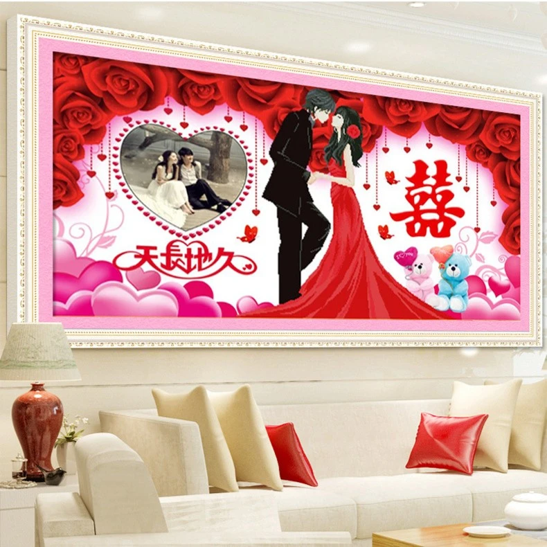真爱永恒天长地久十字绣套件 非成品(非满绣32种线)婚庆绣花