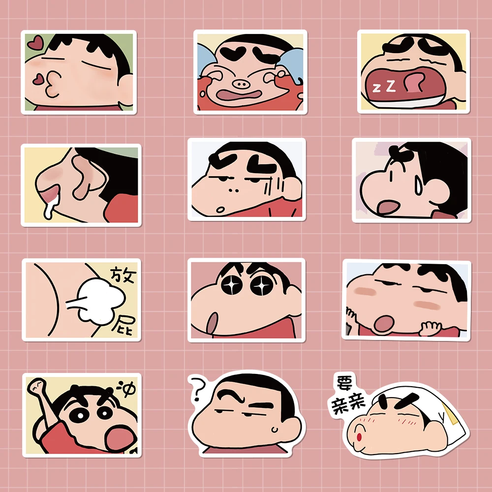50张新款动画片蜡笔小新贴纸电脑水杯平板行李箱收纳装饰防水贴画