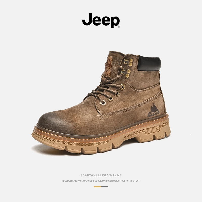 JEEP/吉普男鞋春季英伦风高帮马丁靴潮流百搭休闲男士工装靴子