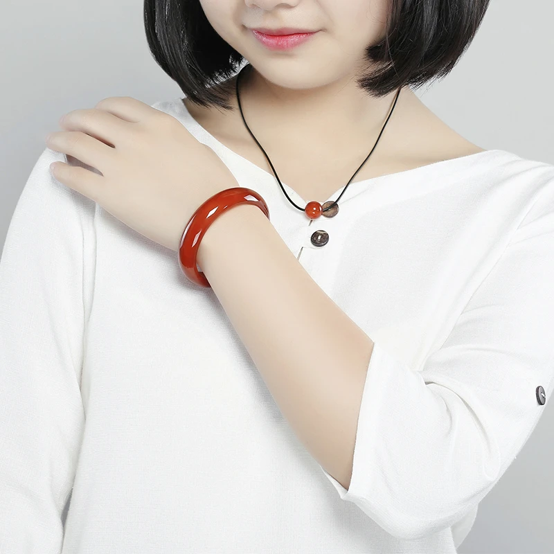 红玛瑙手镯玉手镯女玉镯子女款天然正品A货带证书玉髓手镯时尚