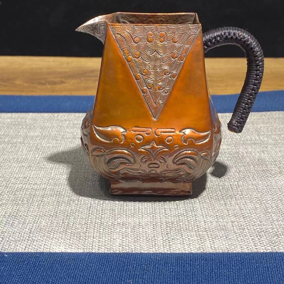 冲之雅器纯铜饕餮公杯 高品质四方如意鼎 紫铜公道杯 手工分茶器