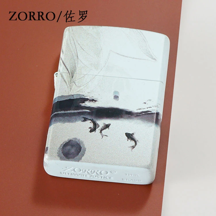 ZORRO佐罗打火机防风水墨荷塘创意个性彩印复古时尚国潮男士