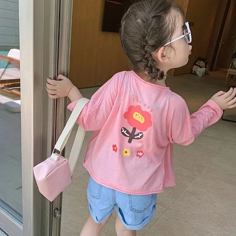 儿童防晒衣百搭卡通印花皮肤衣薄户外时尚外套夏开衫女童长袖T恤