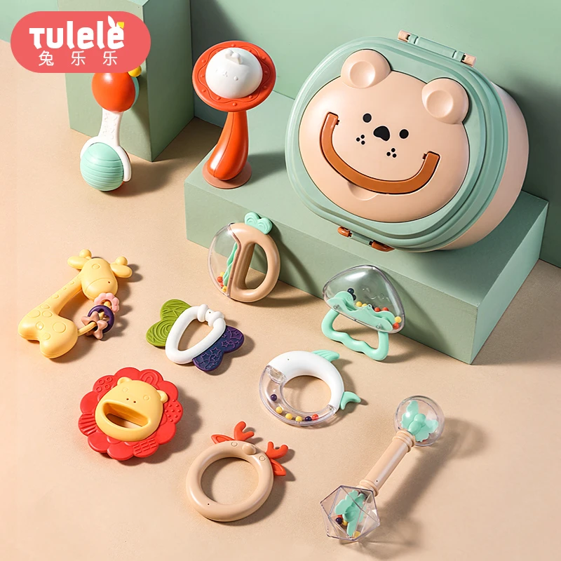 新生婴儿手摇铃3个月宝宝玩具抓握训练牙胶4可啃咬0一6月用品礼物