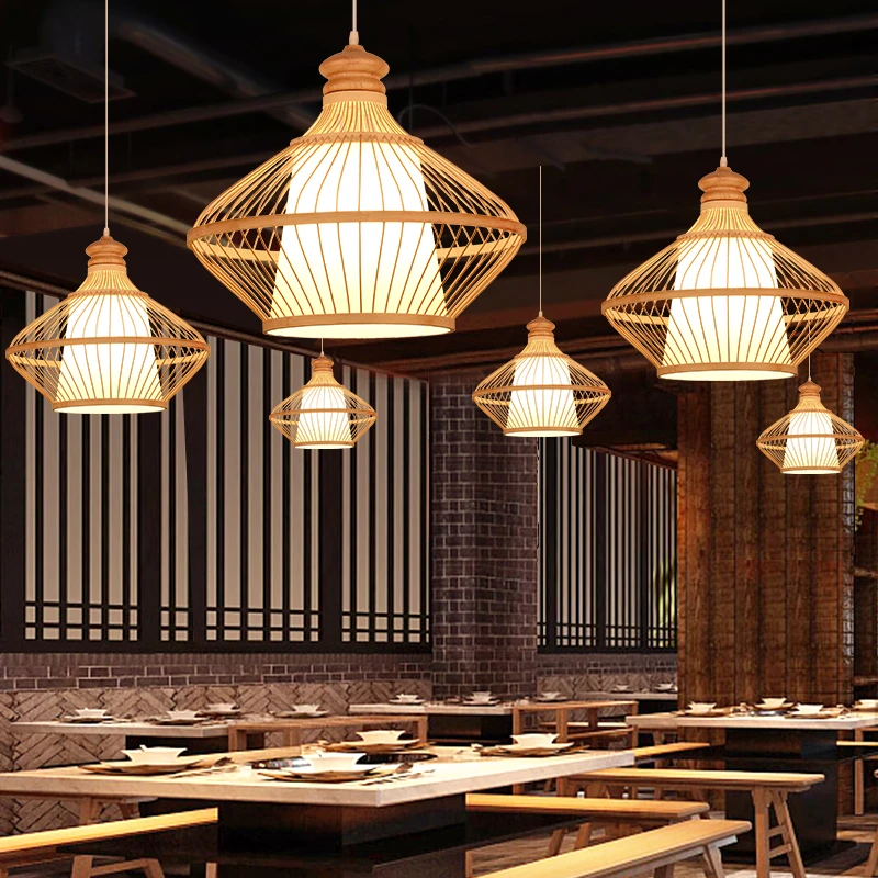 中式灯笼竹艺包厢竹编吊灯田园餐厅饭店卧室阳台日式茶楼民宿灯具