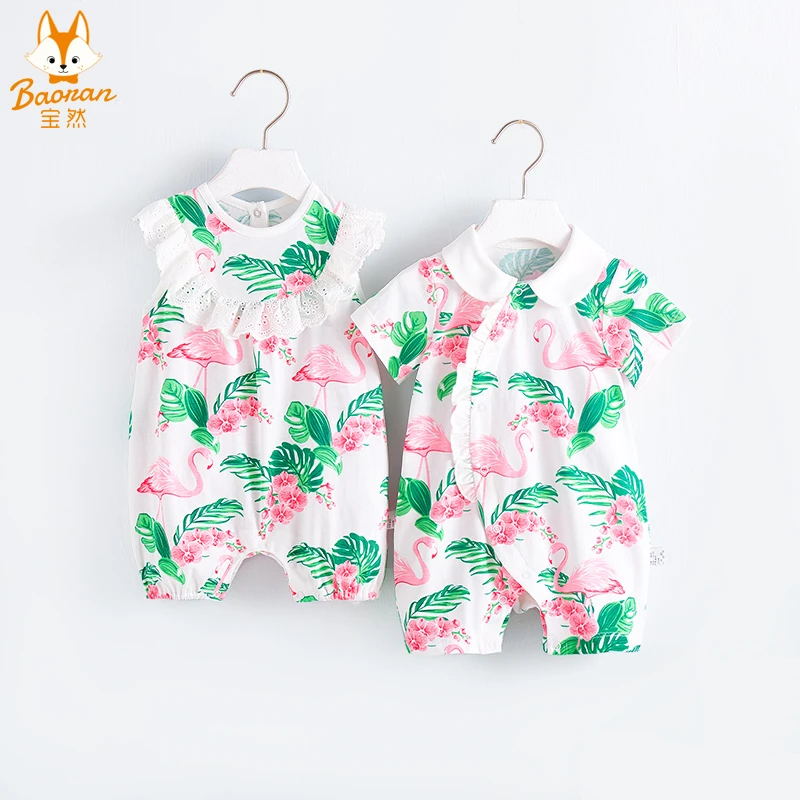 宝然婴儿连体衣夏季薄款睡衣服公主哈衣爬爬服女宝宝夏装5582