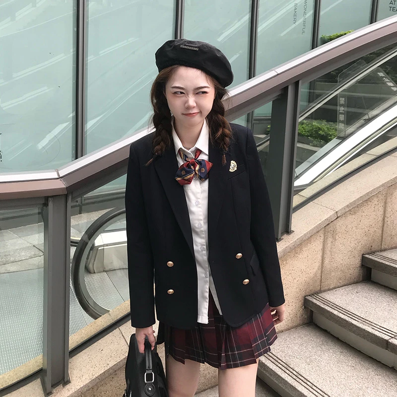 【清清】东京岁时记jk气质新款原创时尚黑色春秋西服上衣制服京野高
