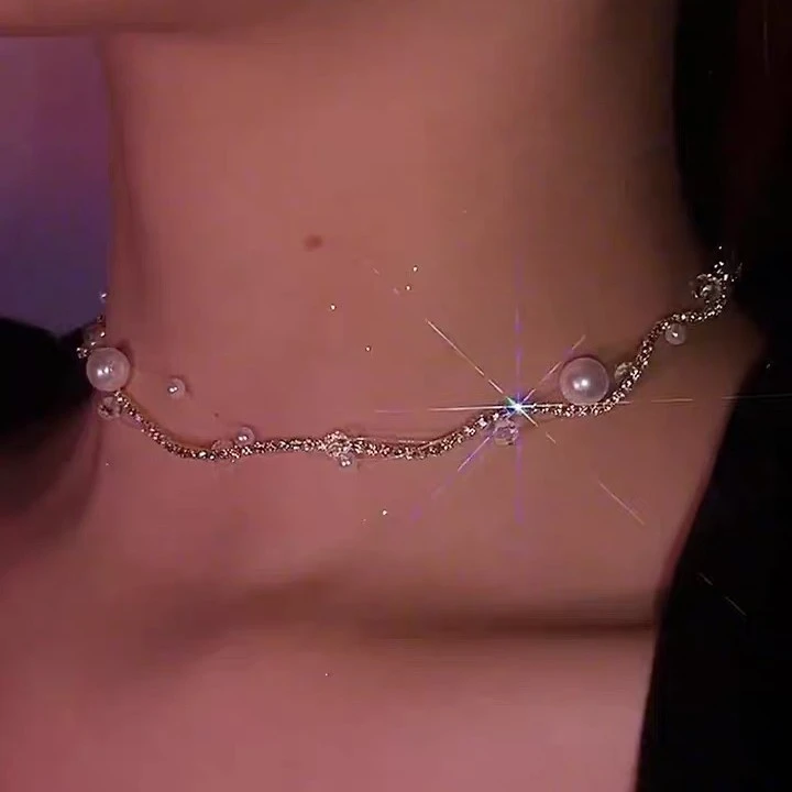 SHANBIAN/善变 铜合金玻璃项链 双层星光气质仙女项链女