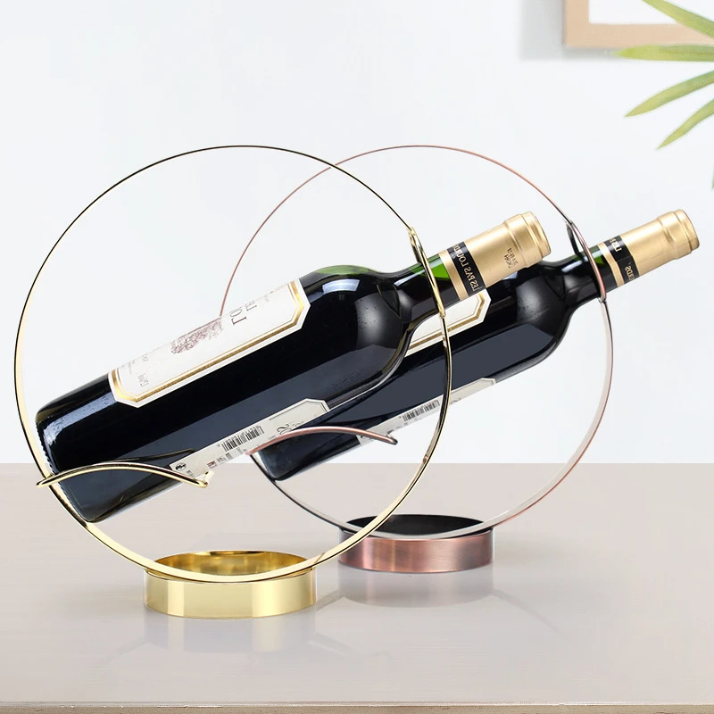 欧圣美欧式创意不锈钢红酒架摆件客厅葡萄酒瓶展示架家用置物酒架