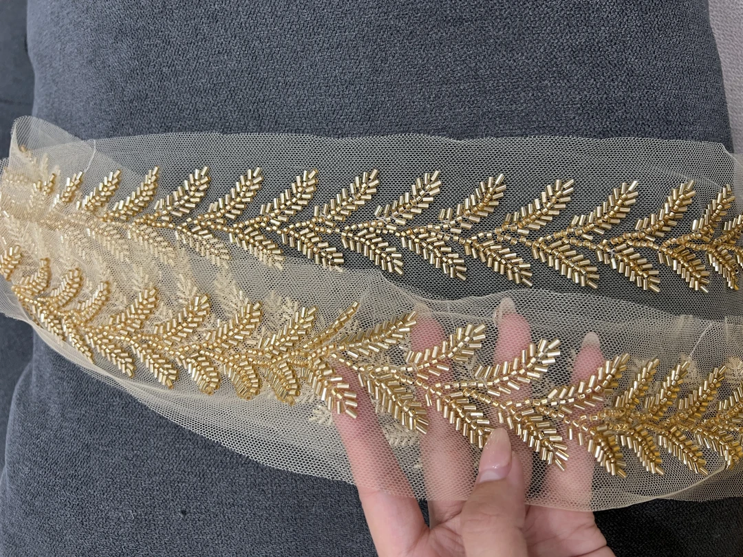 296号【DIY】服饰配件裤子上衣配饰麦穗管珠边条