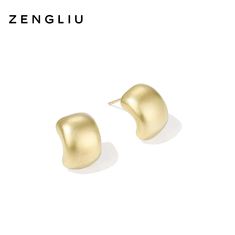 ZEGL 铜合金合成锆石耳饰 弧形耳钉简约冷淡风女气质小巧小众轻奢