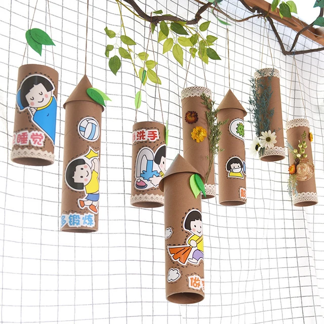 牛皮纸筒森系空中圆吊筒幼儿园环创学校文化布置diy装饰创意挂饰