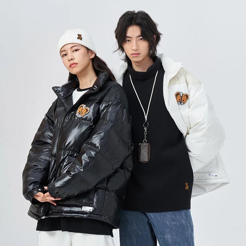 PSOBrand立领加厚情侣冬季保暖宽松羽绒服男短款白鸭绒休闲PS3106