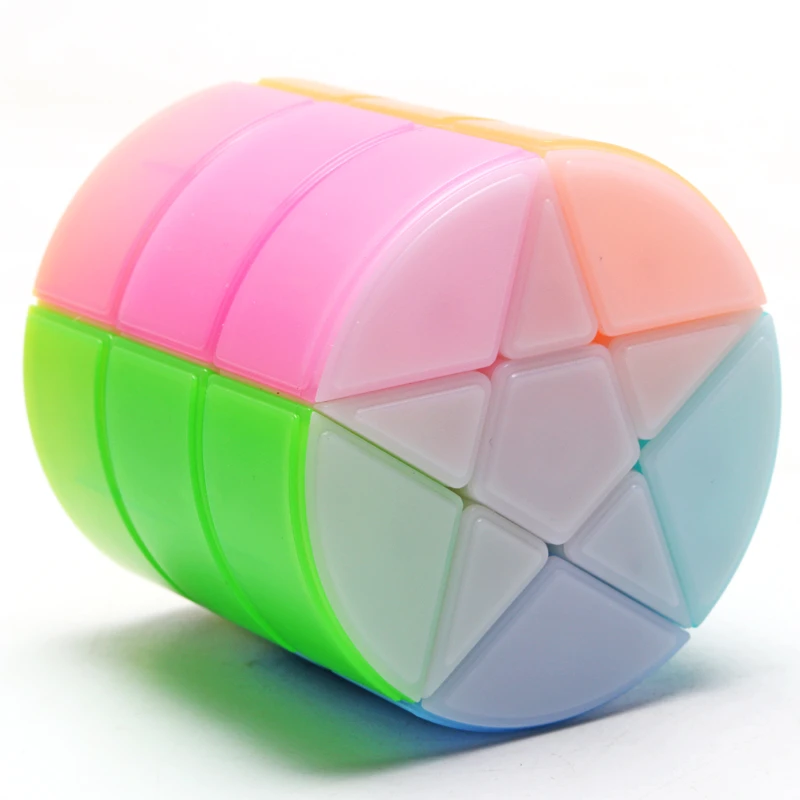永骏圆柱七彩星魔方 三阶专业灵活顺滑实色 创意儿童益智趣味玩