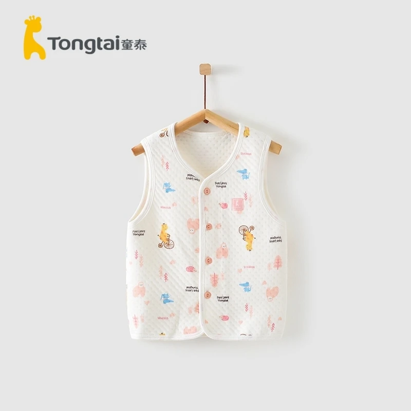 Tongtai/童泰秋冬6月-4岁宝宝加厚上衣男女儿童对开保暖马甲坎肩