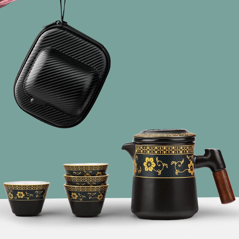 便携陶瓷快客杯旅行茶具便携户外陶瓷快客杯便携式茶具套装旅行