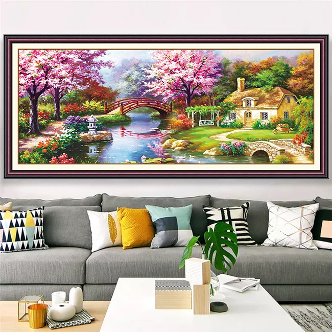 DC/蒂彩半钻款大幅幸福圣地钻石画diy手工十字绣装饰画客餐厅