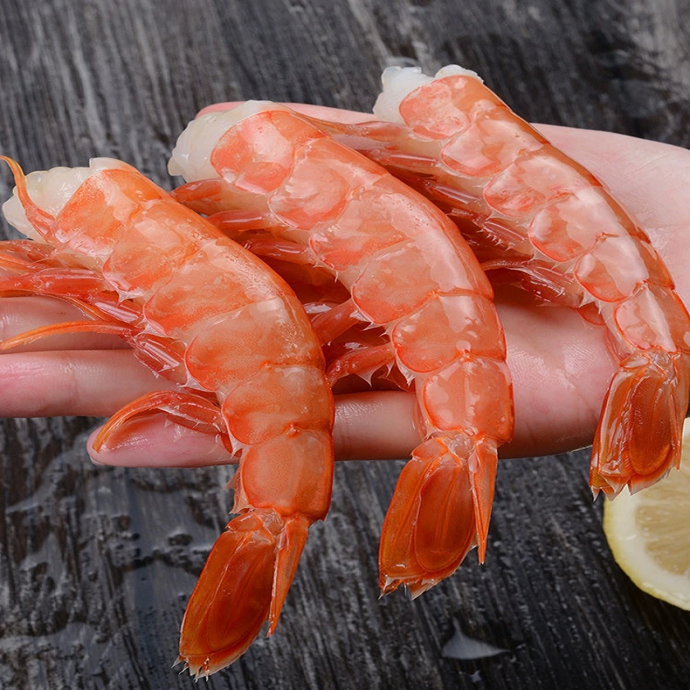 大连进口超大超低温阿根廷去头红虾生冻刺身级去头带壳净重4斤