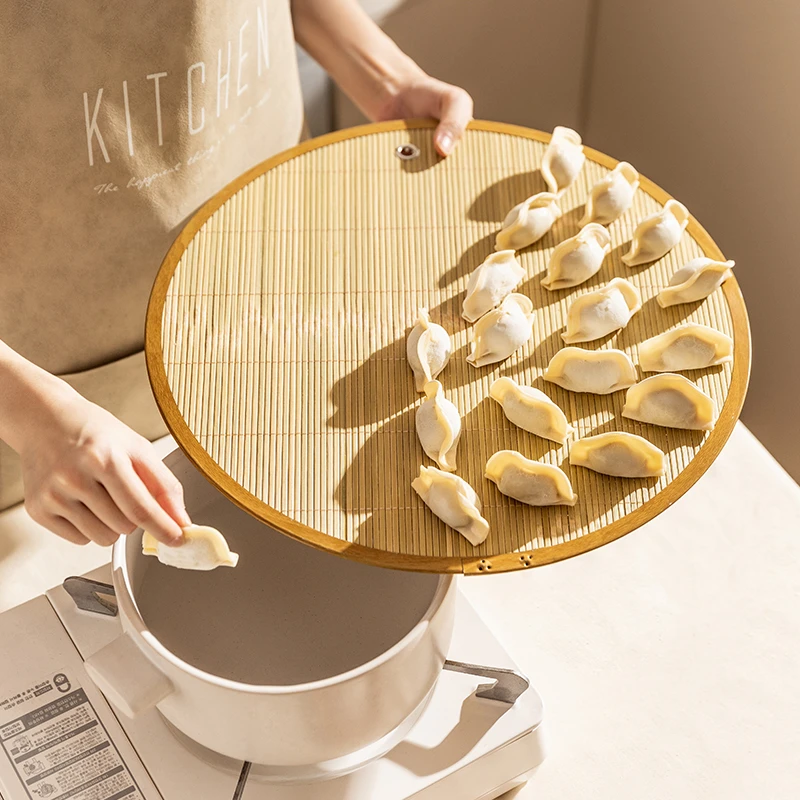 【摩登主妇】放饺帘圆形竹制饺子托盘不粘饺子篦子家用挂式家用盖帘