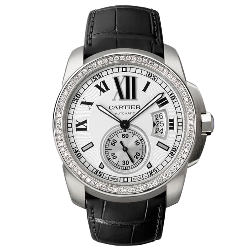 95新 Cartier/卡地亚 单表/卡历博/后镶钻/自动机械/男表W7100037