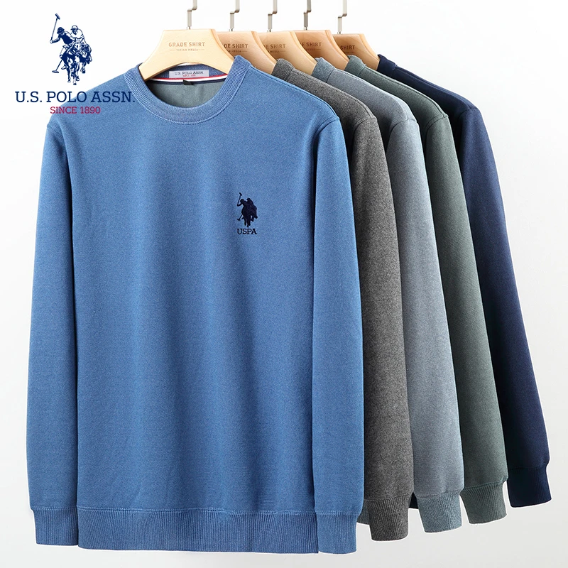 U.S. POLO ASSN.男士加绒毛衣男宽松休闲套头保暖针织衫加厚上衣