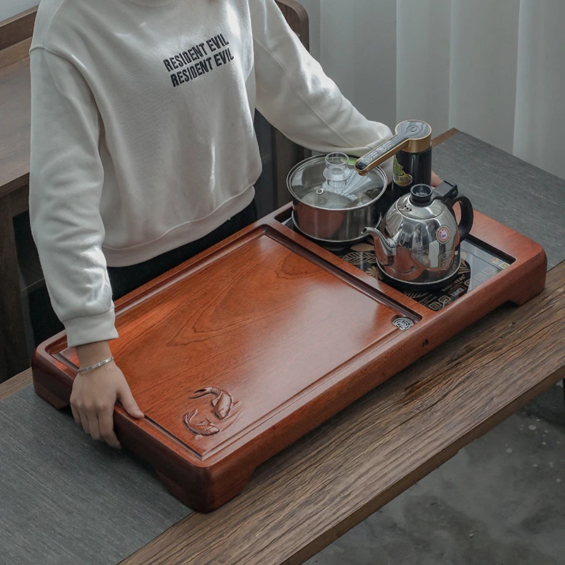 功夫茶具套装家用花梨木整板原木茶盘排水客厅办公室四合一体整套