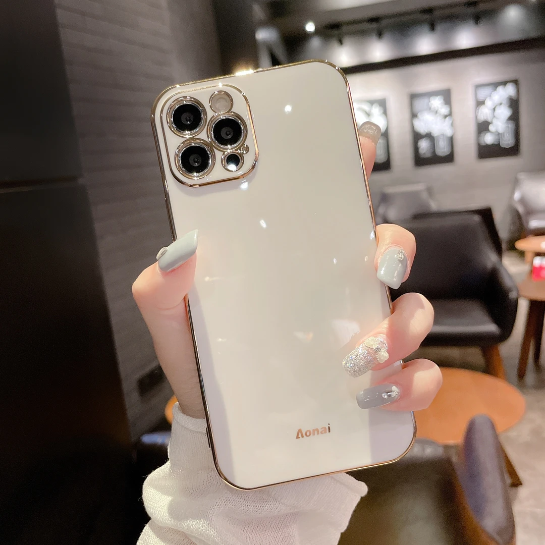直边电镀简约纯色适用苹果12手机壳iphone11Pro xsmax防摔硅胶