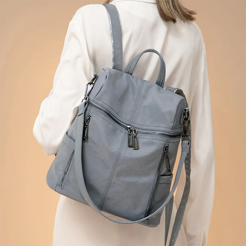 韩版双肩包女新款百搭牛津布防水大容量女生两用背包学生休闲书包