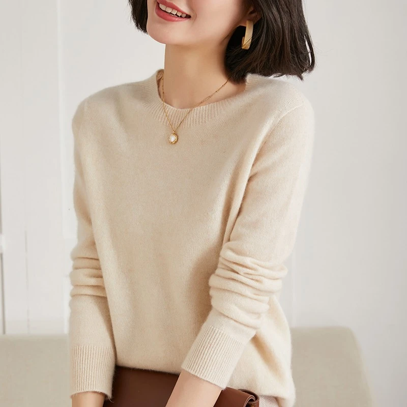 经典基础款！新款山羊绒衫女宽松韩版圆领毛衣 针织H-20-12-10