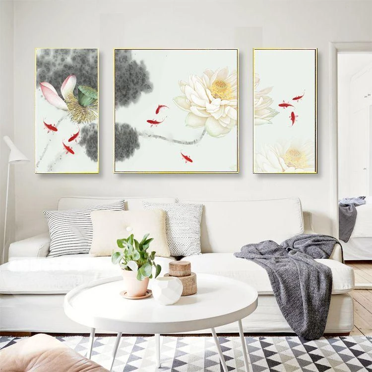 新中式禅意挂画荷花挂画 新中式客厅卧室挂画 书房挂画