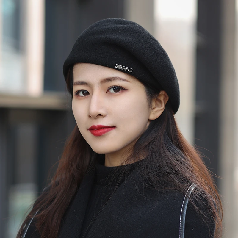 2587+帽子女秋冬时尚逛街纯色简约贝雷帽