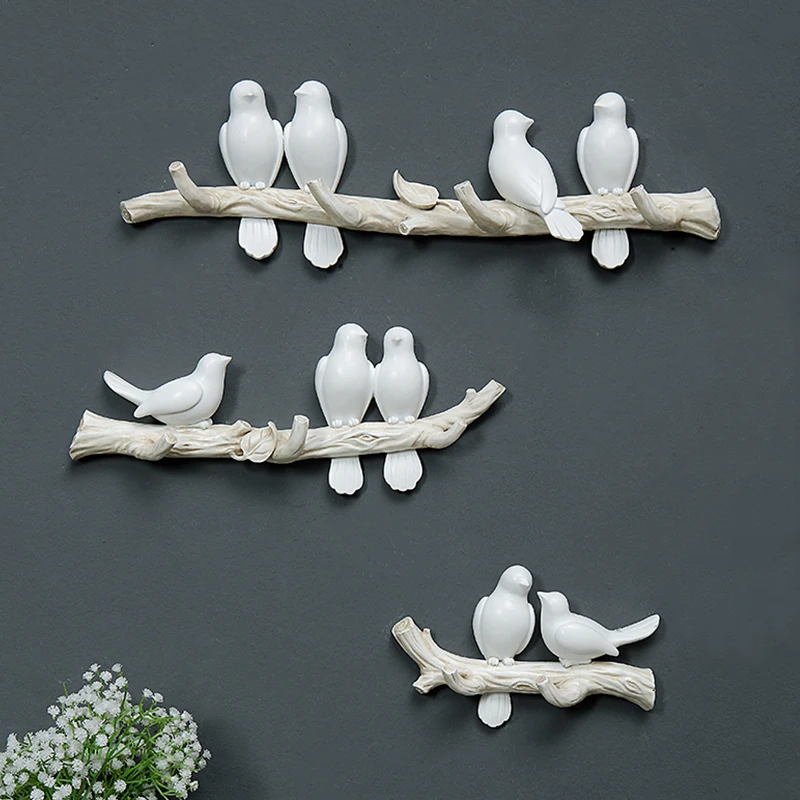 玄关钥匙挂钩收纳门口墙上壁挂挂衣架创意小鸟北欧装饰衣帽置物架