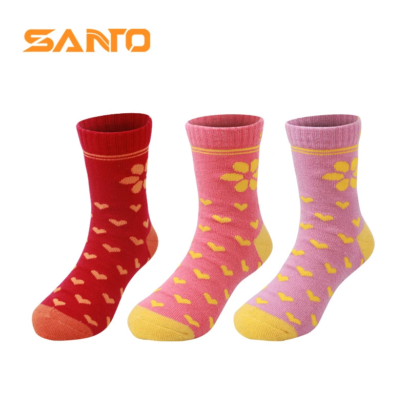 山拓SANTO户外儿童美利奴羊毛袜秋冬加厚保暖吸汗中筒童袜运动袜