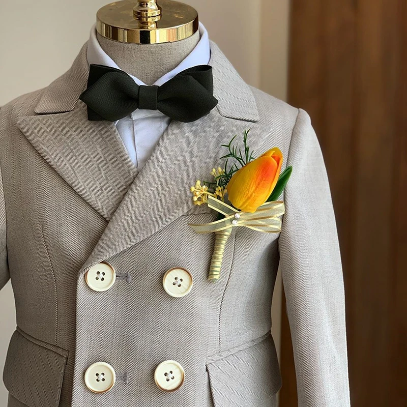 儿童西装三件套男童礼服套装花童男宝周岁生日小西服男小西装套装