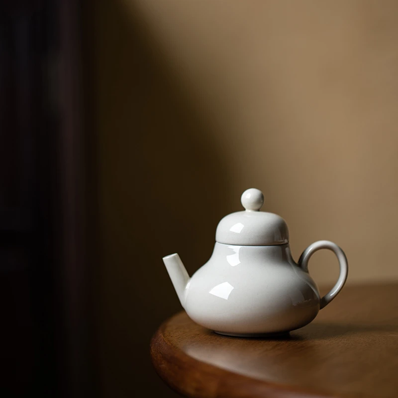 问瓷斋草木灰茶壶单壶纯手工复古陶瓷小号思亭壶功夫茶具泡茶壶
