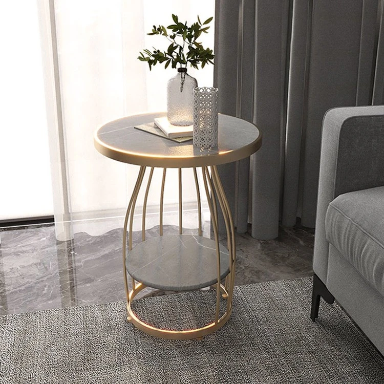 轻奢沙发边几现代简约客厅岩板小圆形圆桌子边桌边柜北欧铁艺角几