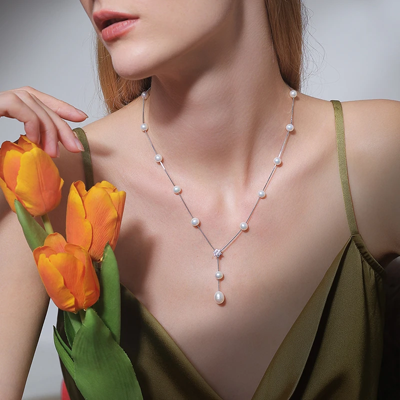 BRI.R/佰色传情S925银新潮满天星珍珠气质项链情人节礼物