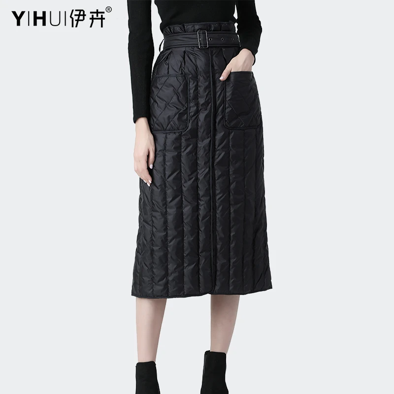 YIHUI伊卉羽绒半身裙女中长款女装冬裙高腰显瘦BC8158女款羽绒服