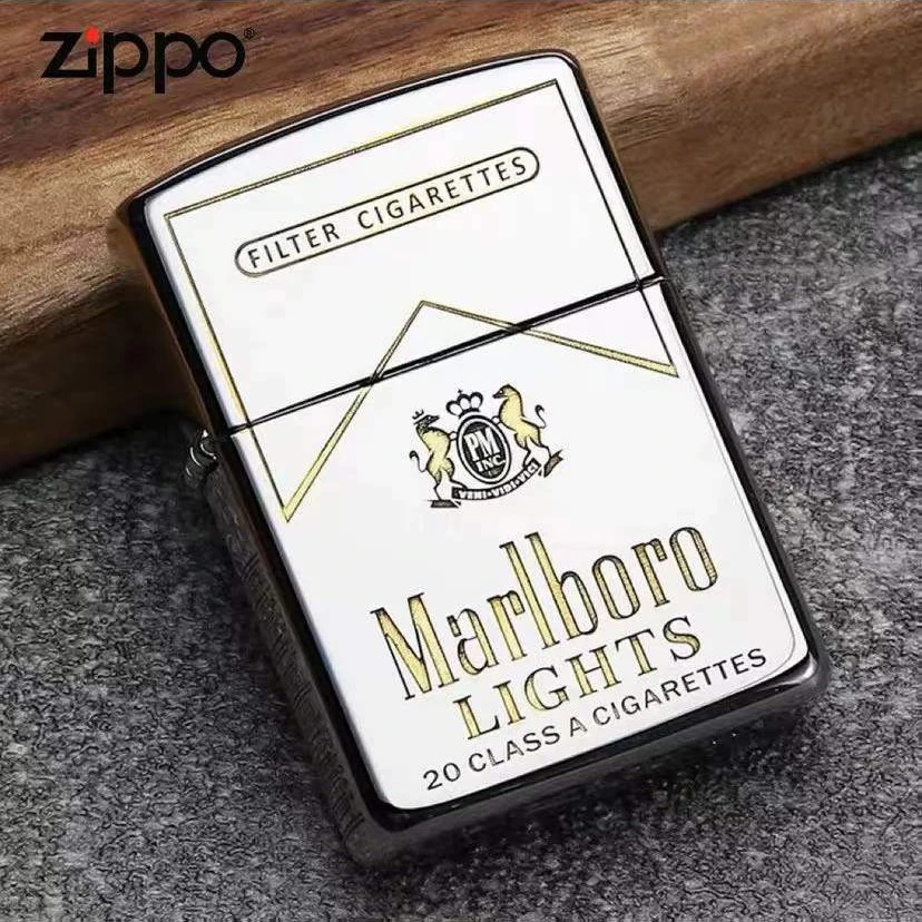 ZIPPO/之宝【万宝路】金冰双色镀铬镜面盔甲四大主题打火机DYJ1